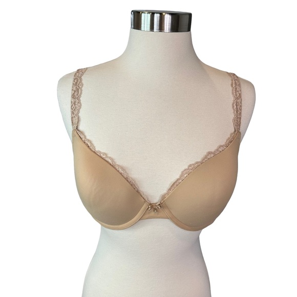 Soma Embraceable Push Up Lace Trim Bra Womens Wired Full Coverage Nude 36C - Picture 2 of 7